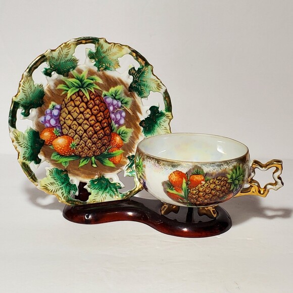 Other - Royal Sealy Fruit Teacup and Saucer Pineapple Grapes Strawberries
